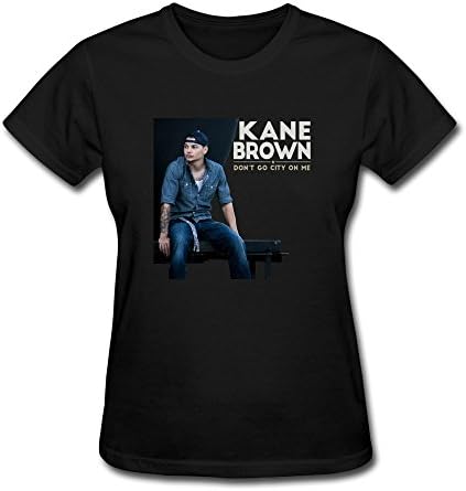 SHMUY Women's Kane Brown Cotton Round Collar T Shirt,Black