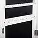 FDW Lockable Mirrored Jewelry Cabinet Armoire Mirror Organizer Storage w Stand
