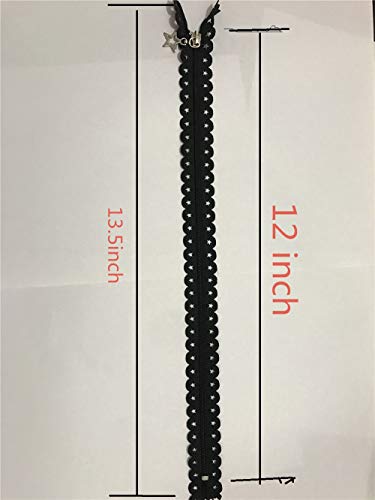 WKXFJJWZC 40Pcs Star Shape Lace White Copper Pull Closed End Zippers for DIY Sewing Tailor Craft 20/Color (12 inch)