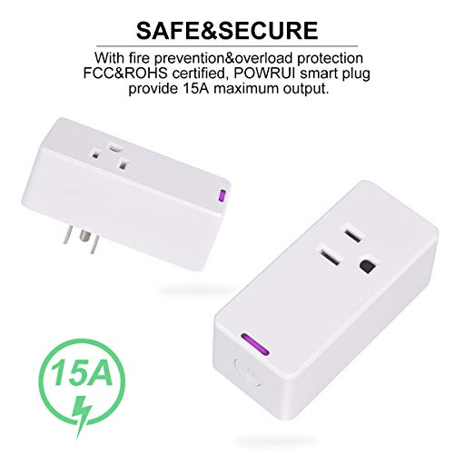 Smart Plug, Surge Protector, POWRUI Wifi Outlet Compatible with Alexa, Google Home & IFTTT, No Hub Required, Remote Control your home appliances from Anywhere, 15A,1080 Joules, ETL Certified (2 packs) - Thumbnail 3