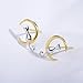 S.Leaf Cat Earrings Sterling Silver Earrings Cat Moon Earrings Cat Stuff for Cat Lovers Cat Lovers Cat Jewelry for Women Cat People Gifts for Women (silver and gold)