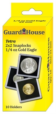 2x2 Coin Holders Box of 25 Guardhouse Snaplocks for 1/4 Ounce Gold Eagles