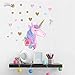 CCUT Cute Unicorn Wall Sticker Removal Unicorn Wall Decals with Bling Star&Heart PVC Wall Art Stickers Wall Mural Decor for Kids Girls Bedroom Home Nursery Room