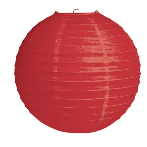 12" Round Hanging Paper Lantern, Red
