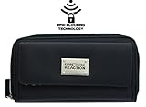 Kenneth Cole Reaction Women's Urban Organizer Large Clutch W/ Logo with RFID (BLACK SAFFIANO W/RFID)