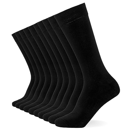 Schwarz Socken (10 Paar) FM® Herrensocken bequem, für den Alltag, Wadenhöhe, atmungsaktiv, elegantes Design, elastischer Saum, einfarbig Socken
