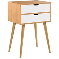 Lebeauty Nightstand with 2 Drawers Bedside Table Assemble Storage Cabinet Locker Unique Modern Design Bedroom Side Table Office Bedside End Table Easy to Assemble Small and Cute White 15.8x22.8x11