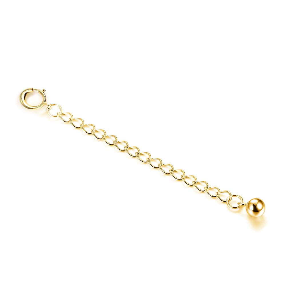 SISGEM 9 ct Gold Necklace Extender, Solid Yellow Gold Bracelet Extension Necklace Chain Extender with Gold Bead, for Collar Choker Anklet (Length: 3 inch)
