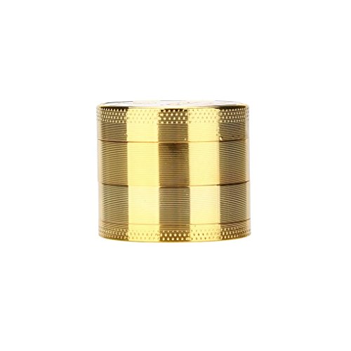 Kingspinner Metal Gold Tobacco grinder 4 Part with Pollen Catcher Grinder Herb Weed Engraved (Gold)