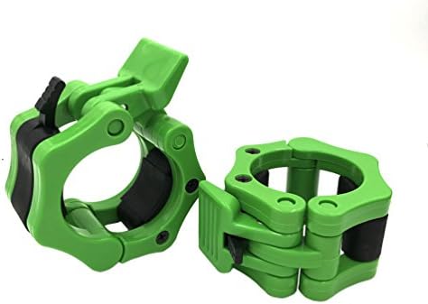 IADU 2 inch Olympic Barbell Collar Gym Spring Clips ABS Barbells Locking Collars Clamps with Quick Release,1 Pair (green)