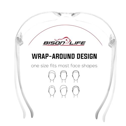 BISON LIFE Clear Safety Glasses – ANSI Z87.1 Certified Scratch & Impact Resistant Eye Protection Goggles for Men & Women