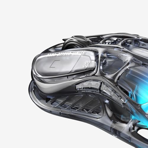 GravaStar Mercury M2 Souris de Jeu – Souris de Jeu MMO pour Ordinateur avec capteur Optique 26 000 DPI – Design léger évidé – 5 Boutons programmables – 5 Modes RVB Dynamic Lightsync (Transparent)