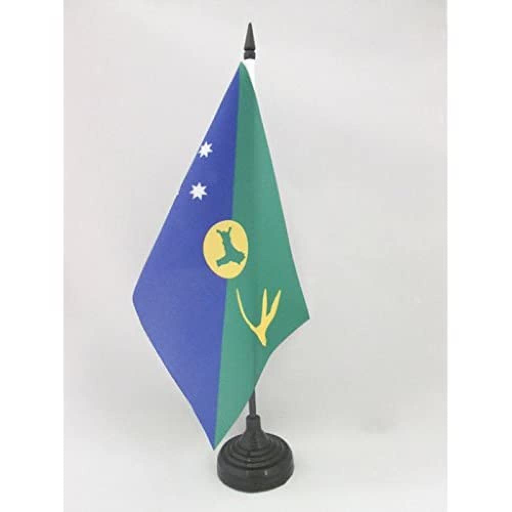 AZ FLAG Christmas Island Table Flag 5'' x 8'' - Christmas Islander Office Decoration 100% Polyester 21 x 14 cm - Mini Desk Flag with Pole and Black Plastic Base — image 1