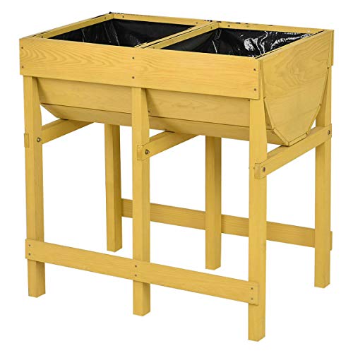 NanaPluz Wooden Raised V Planter Free Standing Garden Bed Elevated Vegetable Flower Planting Box with Ebook