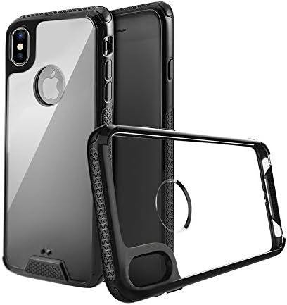 RILLO Razor Thin Fit Black Slim Case made for iPhone X Crystal Clear Back with Air Cushion and Drop Tested Shockproof with extreme protection, Non Slip Grip Design