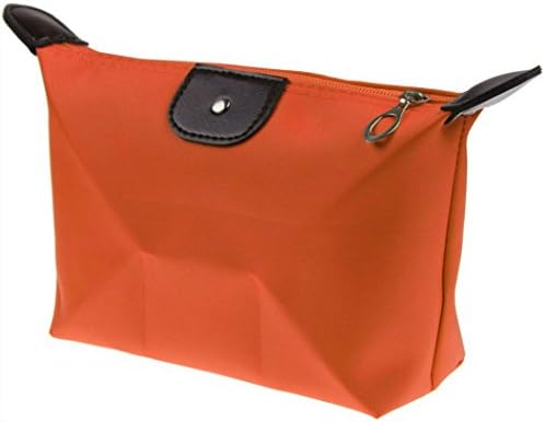 KiraShan - Small Nylon Zipper Cosmetic Travel Bag Case Organizer Storage Hand Bag - Great for Travel Gym School Supplies Home Make Up Crafts (Orange)