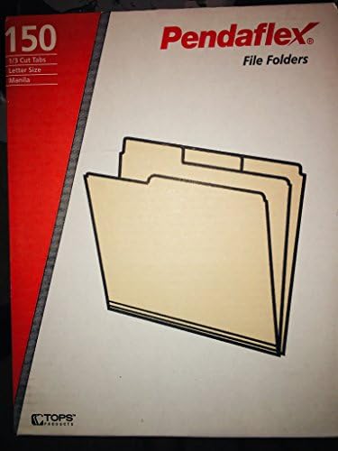 Pendaflex File Folders, 1/3 Cut, Top Tab, Letter, Manilla, 150 Per Box, #217735
