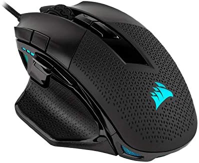 Corsair NIGHTSWORD RGB Adjustable Weight FPS MOBA PC Gaming Mouse – Black | 18,000 DPI, 10 Programmable Buttons, Thumb Rest, iCUE Compatible, Wired
