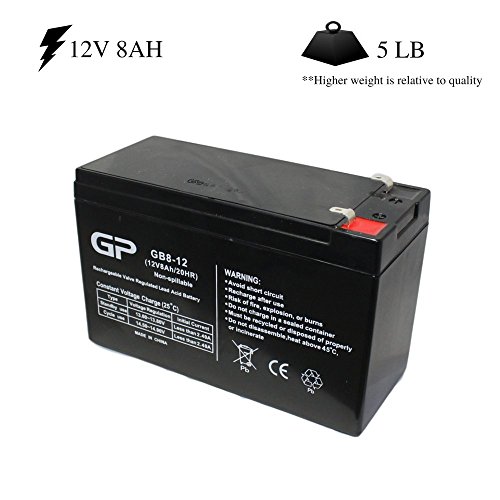 Great Power GP1280 F1 F2 12 volt 8 amp AGM Sealed Lead Acid Rechargeable Battery for APC Back-up, home alarm systems, medical device, electric scooter, security devices (2 Count)