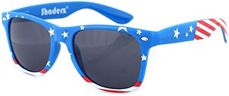 Shaderz Classic Eyewear Retro 80's American USA Flag 4th of July Frame Sunglasses