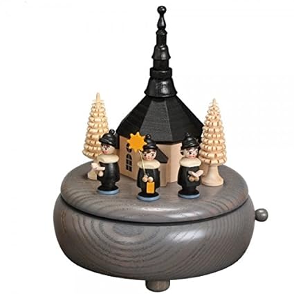 Musikdose – grau Seiffener Kirche und Kurrende Höhe 13 cm NEU Erzgebirge Spieluhr Spieldose