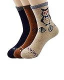 Zando Womens Super Thick Merino Ragg Knit Warm Wool Crew Mid Calf Winter Socks E Owl 3 Pack E Owl 3 Pack 6 11(US)