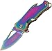 MTech USA MT-A882SRB Spring Assist Folding Knife, Rainbow Blade, Rainbow Handle, 4-Inch Closed