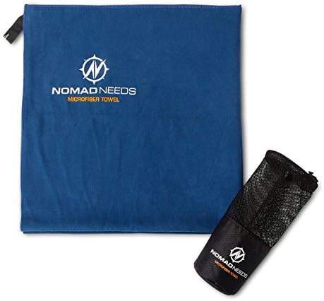 Microfiber Drying Towel by NOMAD NEEDS – Super Absorbent, Lightweight, Compact and Perfect for Travel — Great for Exercise, Yoga, Pilates, Camping, & Outdoor Recreation
