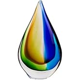 Yao Yuan Hand-Blown Glass Sculpture - Murano-Style Glass Statue and Figurine - Wonderful Gift, Blue and Green Color