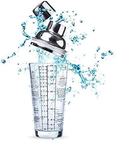 14 oz Boston Shaker Cocktail Shaker With Recipes Right On Mixing Glass - Stainless Steel Drink Shaker and Mixing Glass