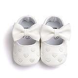 RVROVIC Baby Girls Shoes PU Soft Sole Bow Prewalker 0-18 Months (11cm (0-6months), Heart White)