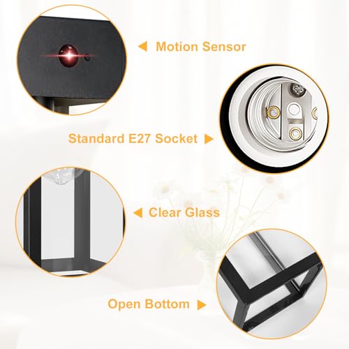 OYKYOHEI Outdoor Wall Lights, Security Lights Outdoor with Motion Sensor, Dusk to Dawn Outdoor Lights Mains Powered, Waterproof Anti-Rust Wall Lights for Garden, Entryway, Doorway, Garage