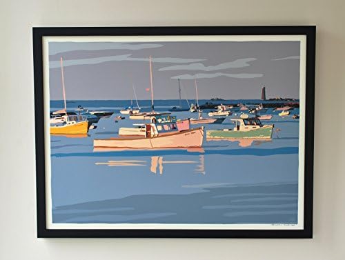 Sunset at Minot's Ledge Light Framed Print (18x24 Giclee Poster, Wall Decor Art)