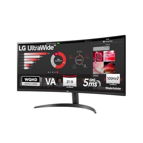 LG UltraWide™ 34WR50QK-B 34 Zoll 21:9 Curved UWQHD VA Monitor, 100Hz, HDR10, 99% sRGB, 2X HDMI 2.0, 1x DisplayPort 1.4, Schwarz