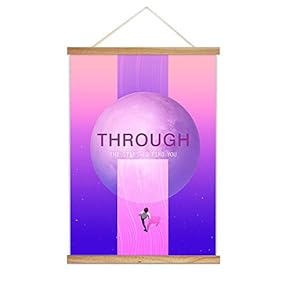 Hanging Poster Wooden Framed Beautiful Moon Theme Home Wall Canvas Prints Ready to Hang - 18"x24" inches
