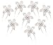 CB Accessories White Flower Hair Pins with Rhinestone Crystal for Wedding, Prom, Dance and Special Event (Set of 8)