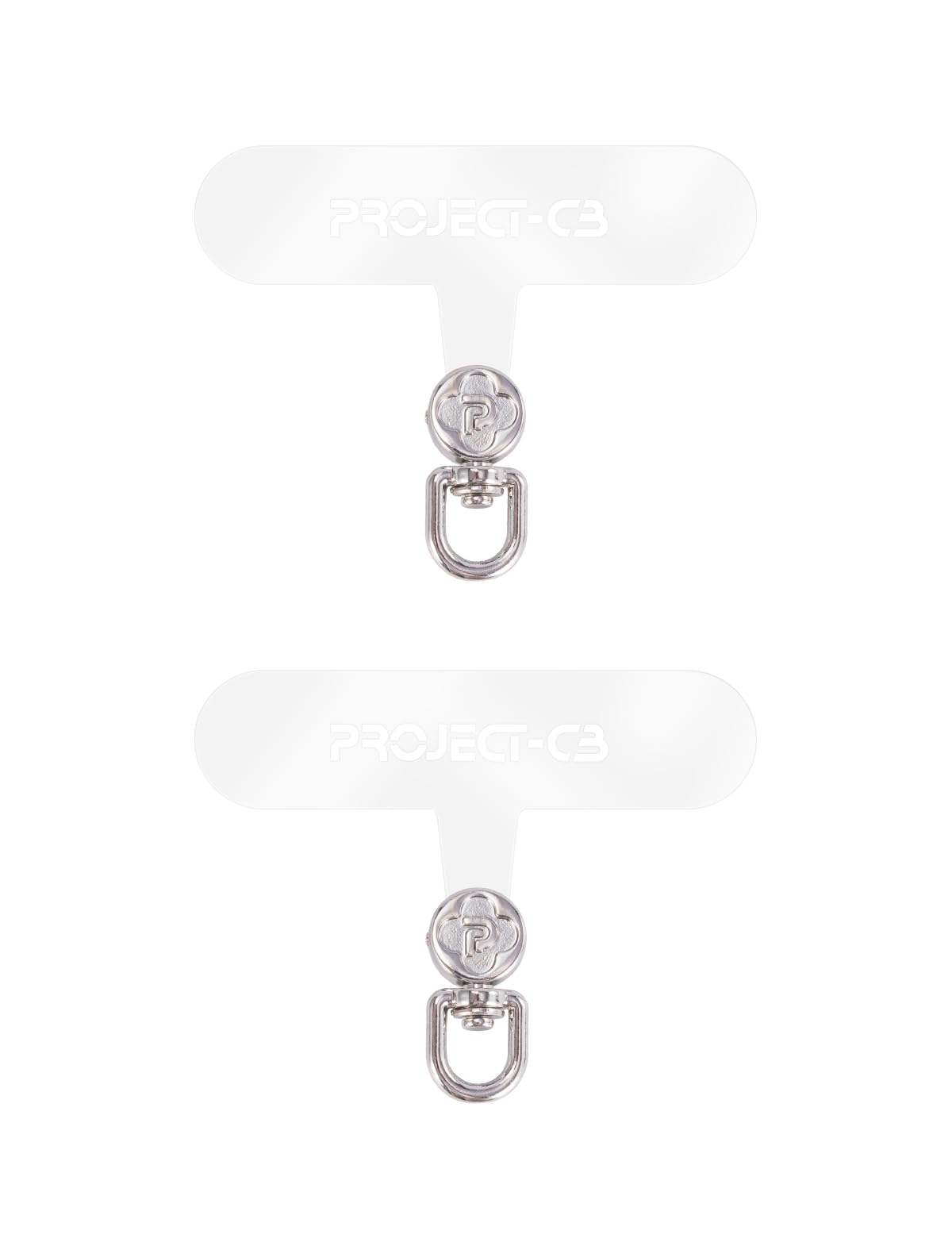project-cb Phone Tether Tab 2 Pack,Universal Phone Lanyard Patch without Adhesive,Phone Strap Replacement Part for Cell Phone (Clear-Silver)