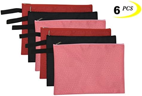 Zipper Pouch, 6PCS, Waterp-resistant A4 Paper File Storage Office Document Bags Document File Pocket Students Files Category Bag, Size: 12.8" ร 8.8", Colour Random