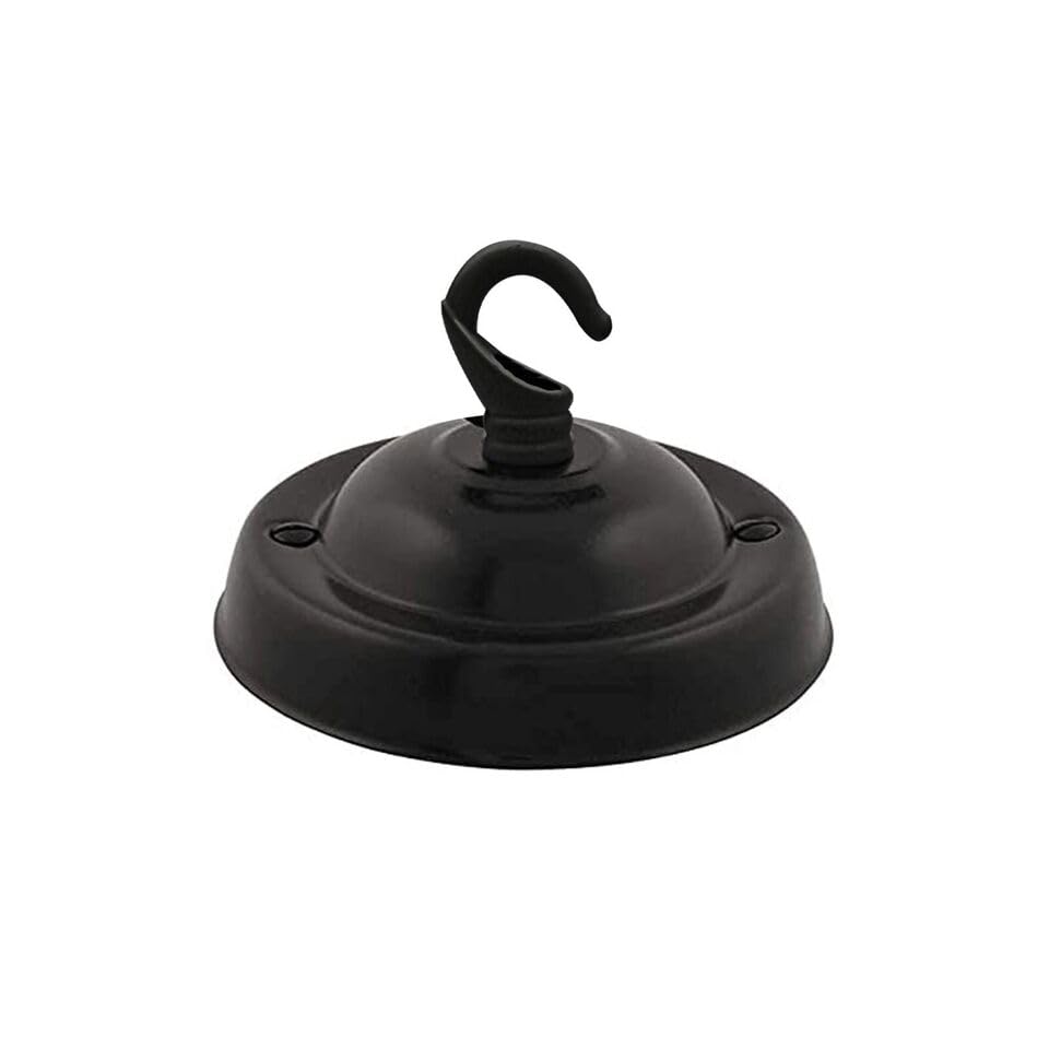 LEDSone Ceiling Rose Hook Plate Vintage Matt Black Metal 10.5 cm Antique Single Out Side Fitting with Accessories for Chandliers Pendant Lights Wall Lamps Hanging Lights Planters Decorations — image 1