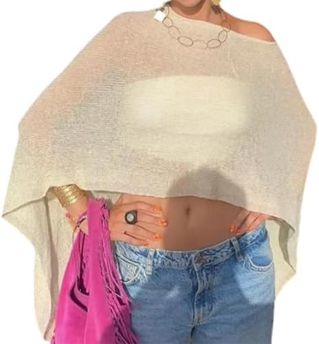 MakeMeChic Ponchos for Women Sheer Poncho Sweater Shawl Wraps