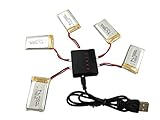 Fytoo 1pcs 5 in1 Lipo Battery Charger & 5Pcs 3.7V 600mAh Battery for Syma X5C X5C-1 X5A X5 X5SC X5SW H5C V931 S5C S5W S5C S5W Aircraft Helicopter Accessories