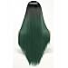 MISSWIG Synthetic Wigs Long Straight Ombre Wig Heat Resistant Fiber Dark Green Black Roots Full Wigs for Black Women with Wig Cap