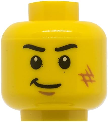 LEGO Minifigure Parts -- Head: Dual Sided, Black Eyebrows with Scratches : Determined / Scared Pattern (PACK OF 2)