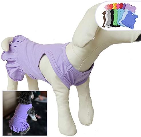 Pet Clothes Small Dog Clothing Blank Color Sport Dress T-Shirts Tee Dresses Tanks Top for Small Size Female Dogs Summer Spring Pet Costumes 100% Cotton (M, Violet)