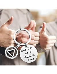 Lywjyb Birdgot Un día en un momento de sobriedad regalo de recuperación de adicción regalo AA regalo de sobriedad regalo 12 pasos regalos Alcoholics anónimo AA NA recuperación Sobriedad, acero inoxidable