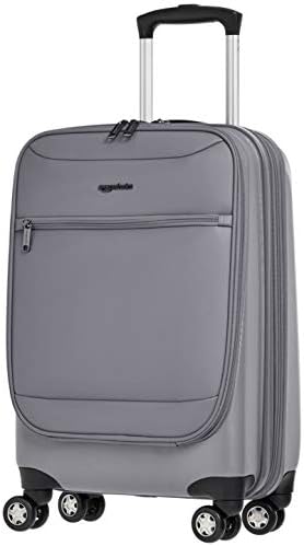 Amazon Basics Hybrid Exterior Carry-On Expandable Spinner Luggage Suitcase – 22 Inch, Grey