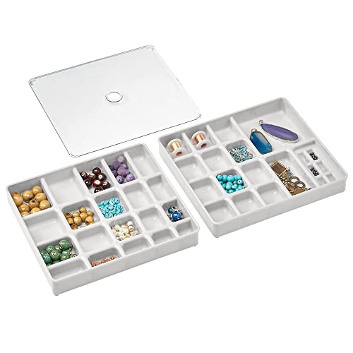 mDesign Stackable Plastic Storage Jewelry Box 2 Organizer Trays with