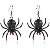 Vintage Gothic Spider Earrings Halloween Red Crystal Black Spider Drop Dangle Earrings Punk Style Spider Earrings Reptile Animal Jewelry for Women
