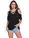 Easther Casual Loose Hollowed Out Shoulder Criss Cross Short Sleeve Shirts tops