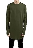 LILBETTER Mens Thumb Hole Cuffs Long Sleeve T-Shirt Basic Tee (S, Army Green)